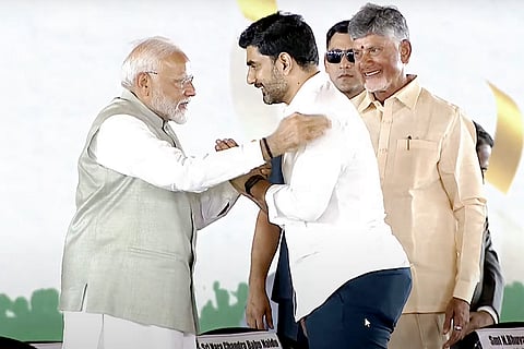 Narendra Modi greets Nara Lokesh